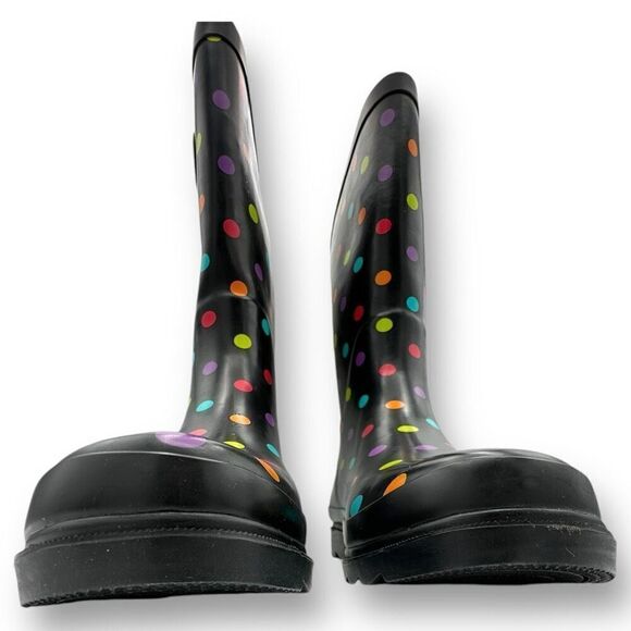 NWOT Western Chief Womens Dot City Tall Rain Boots Black Size 10 - Picture 5 of 13